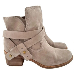 Ugg Elora ankle booties 7 38 taupe nubuck leather spat western rodeo boots